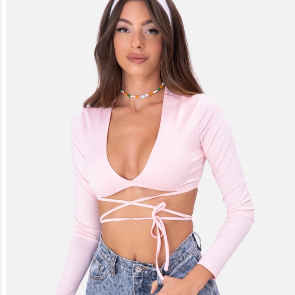 Pink wrap crop top